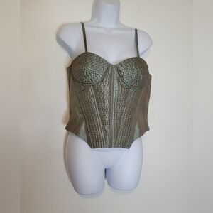 Bagatelle apparel size 14 green beaded sexy corset top